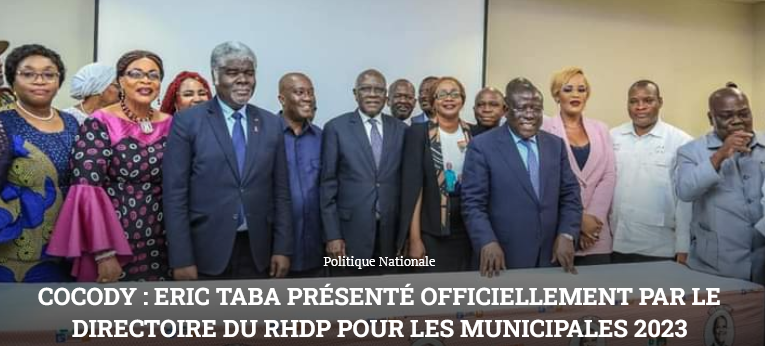 Cocody : Eric Taba présenté officiellement par le Directoire du RHDP pour les municipales 2023